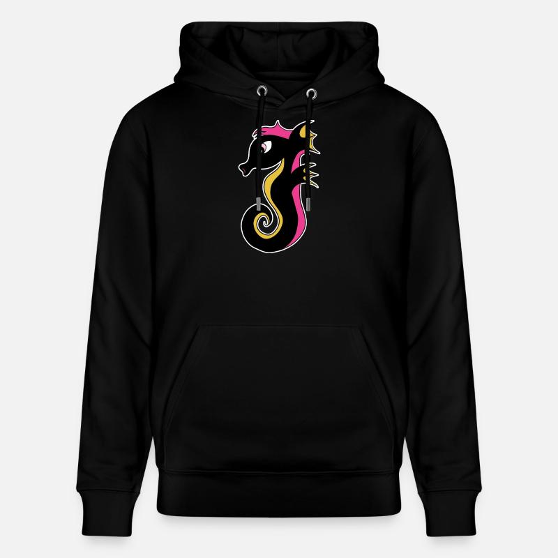 Hippocampe néon en fleurs - Sweat à capuche bio CRUISER Stanley/Stella Unisexe - noir