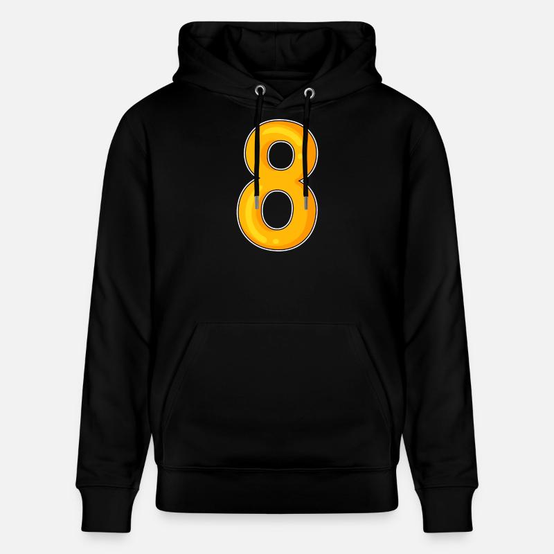 Numéro 8 Numéro Motif Jaune - Sweat à capuche bio CRUISER Stanley/Stella Unisexe - noir