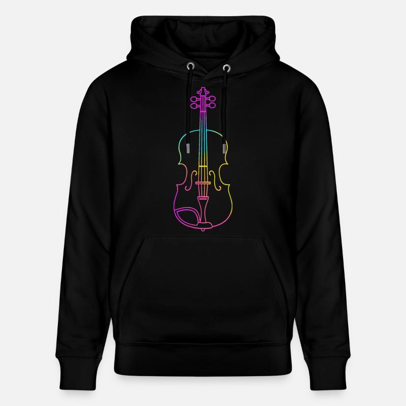 Dessin au trait du violon - Sweat à capuche bio CRUISER Stanley/Stella Unisexe - noir
