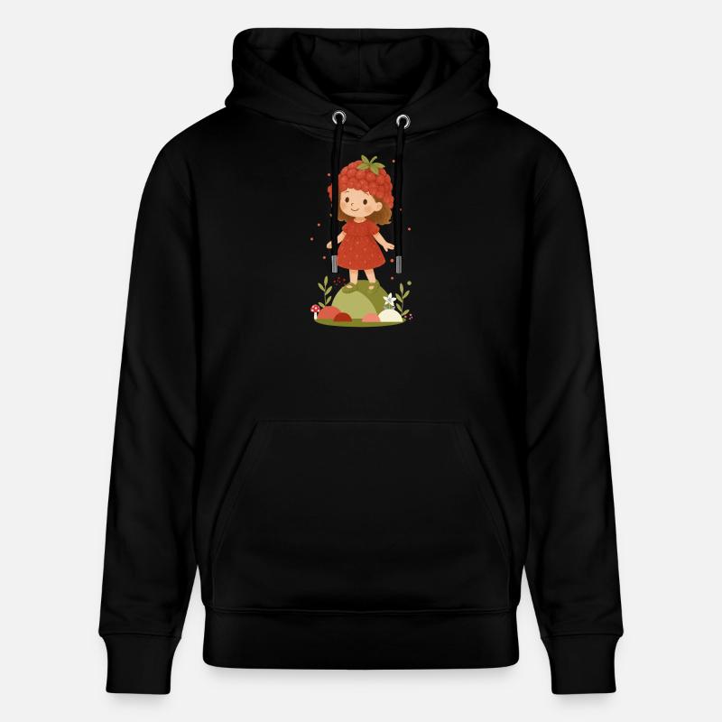 Süßes Himbeer-Mädchen Illustration - Stanley/Stella Unisex Bio-Hoodie CRUISER - Schwarz