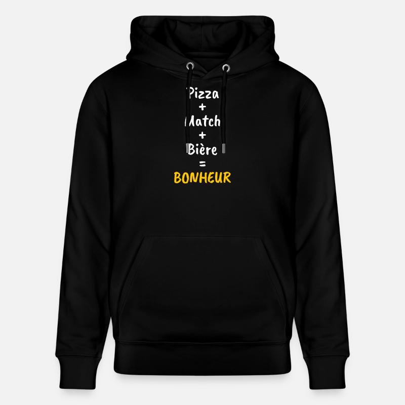 Pizza + Match + Bière = Bonheur - Sweat à capuche bio CRUISER Stanley/Stella Unisexe - noir