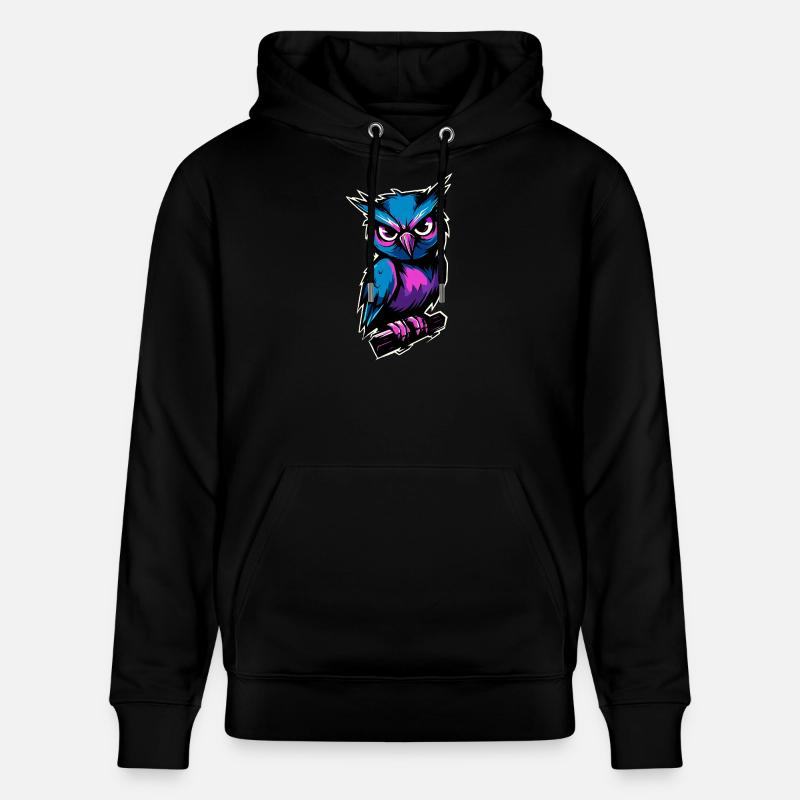 blau lila Eule :) - Stanley/Stella Unisex Bio-Hoodie CRUISER  - Schwarz