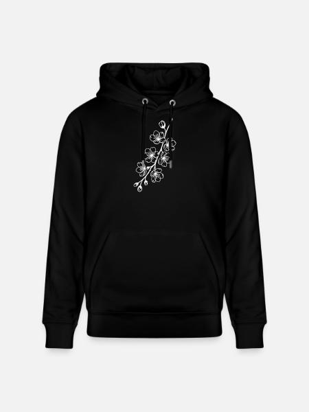 Sakura Linienkunst auf Schwarz - Stanley/Stella Unisex Bio-Hoodie CRUISER - Schwarz