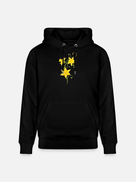 Filigree Daffodils Flowers. Spring, Easter. - Stanley/Stella CRUISER Unisex Organic Hoodie - black