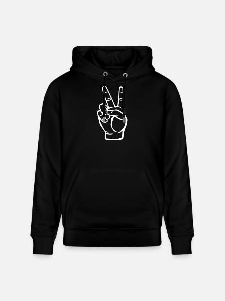 Peace Symbol - Victory Sign - Stanley/Stella CRUISER Unisex Organic Hoodie - black