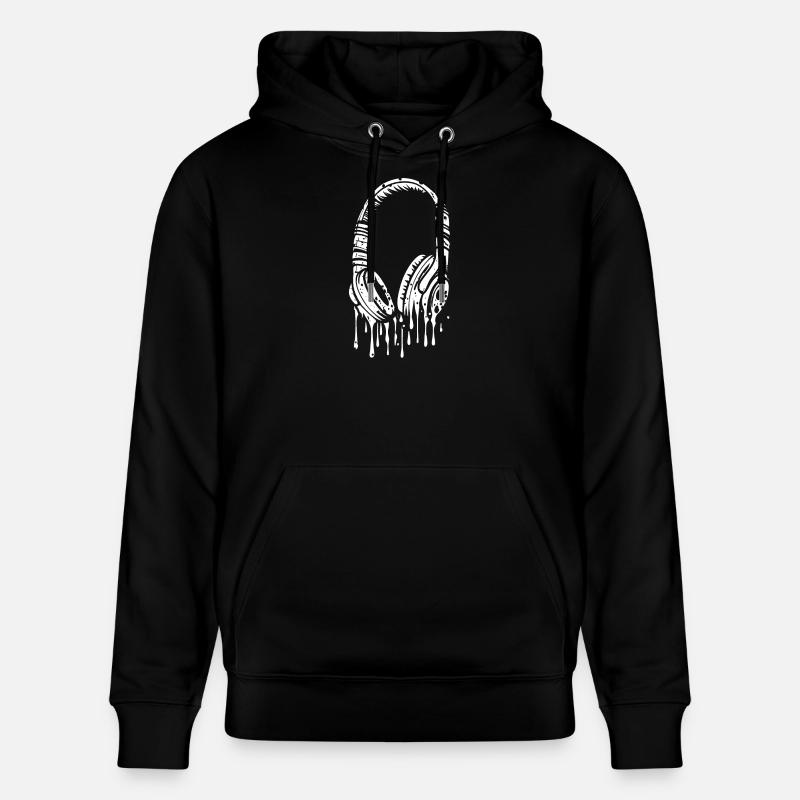 Comic Kopfhörer mit Tropfen - Stanley/Stella Unisex Bio-Hoodie CRUISER  - Schwarz