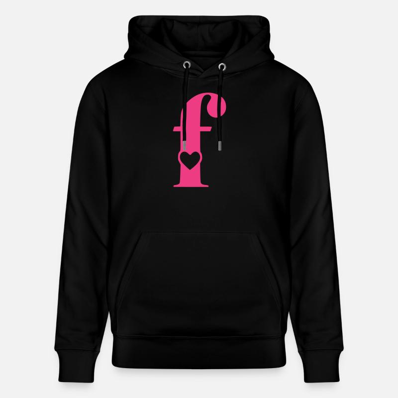 Buchstabe f Anfangsbuchstabe mit Herz - Stanley/Stella Unisex Bio-Hoodie CRUISER  - Schwarz