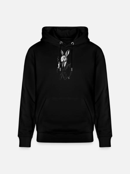 Gentleman Rabbit Smokey Noir - Stanley/Stella Unisex Bio-Hoodie CRUISER - Schwarz