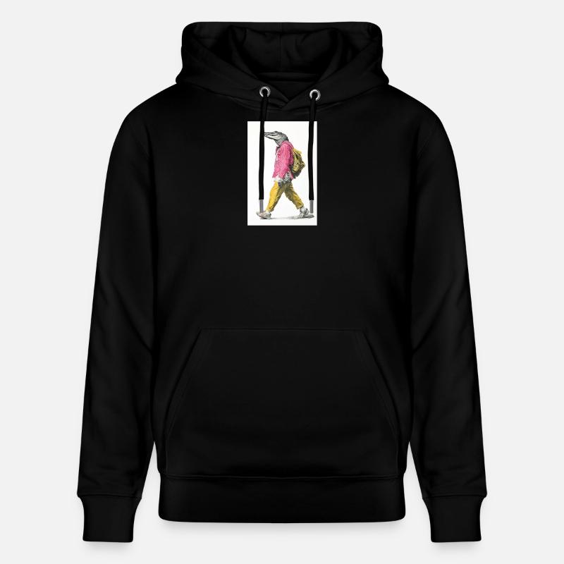 Alligator im Straßenstil mit Rucksack - Stanley/Stella Unisex Bio-Hoodie CRUISER - Schwarz