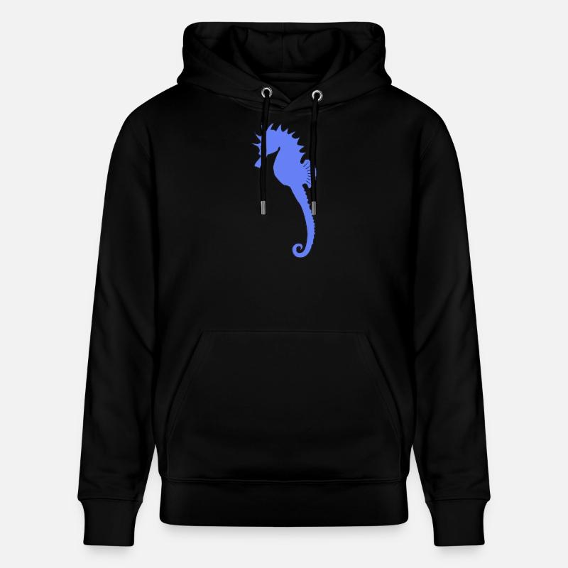 Impression d’art ludique d’hippocampe bleu - Sweat à capuche bio CRUISER Stanley/Stella Unisexe - noir