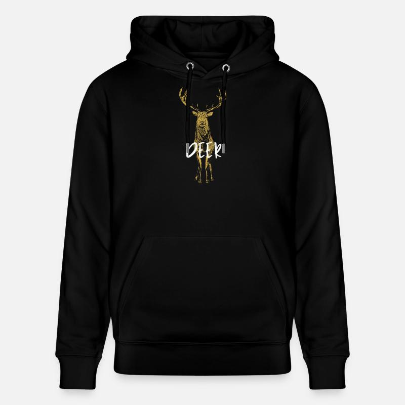 Cerf Éclat Orangé Dessin Detailé - Sweat à capuche bio CRUISER Stanley/Stella Unisexe - noir