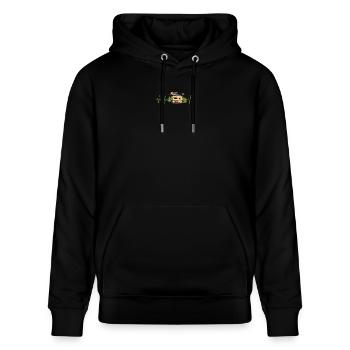 Camping Qek mit Herzschlag - Outdoor Natur Cartoon - Stanley/Stella Unisex Bio-Hoodie CRUISER  - Schwarz - Vorne - Alina (178cm) & Michal (187cm)