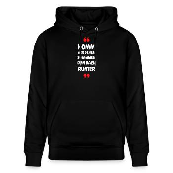Komm wir gehen zusammen den Bach runter - Stanley/Stella Unisex Bio-Hoodie CRUISER  - Schwarz - Vorne - Alina (178cm) & Michal (187cm)