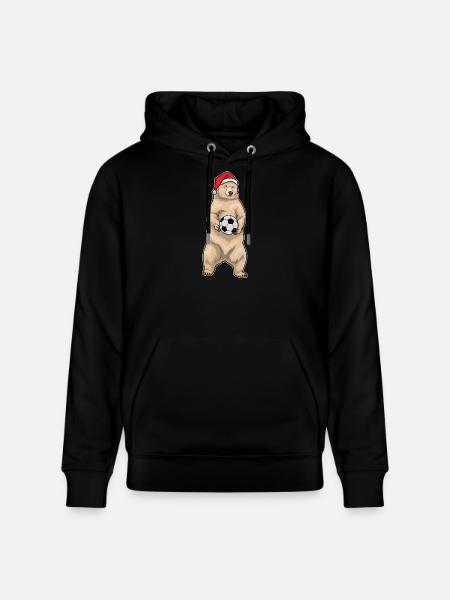 Bear Christmas Football - Stanley/Stella CRUISER Unisex Organic Hoodie - black