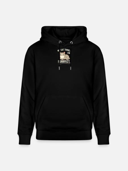 Purrrfect Cat Thinks I'm purrfect - Stanley/Stella CRUISER Unisex Organic Hoodie - black