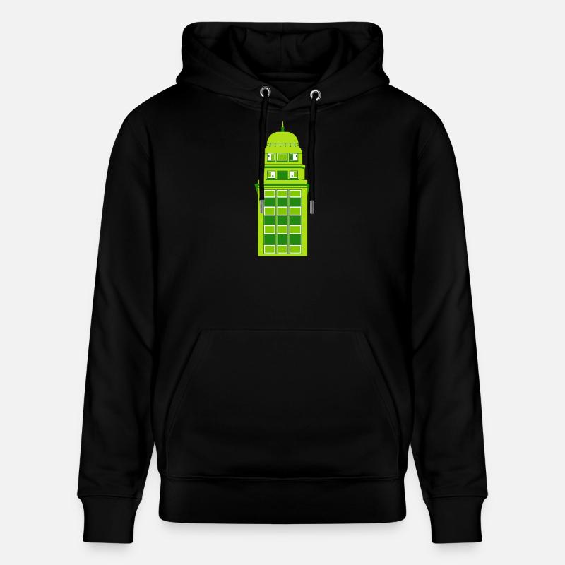 Retro Grüne Turmuhr - Stanley/Stella Unisex Bio-Hoodie CRUISER  - Schwarz