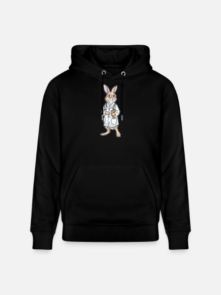 Bunny Doctor Stethoscope - Stanley/Stella CRUISER Unisex Organic Hoodie - black