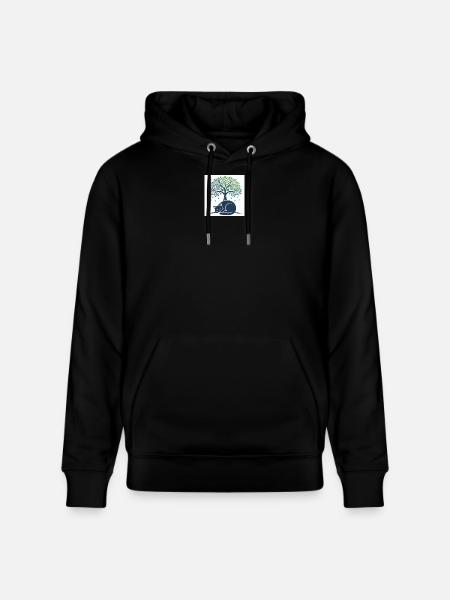 Sleeper cat under tree swirl - Stanley/Stella CRUISER Unisex Organic Hoodie - black