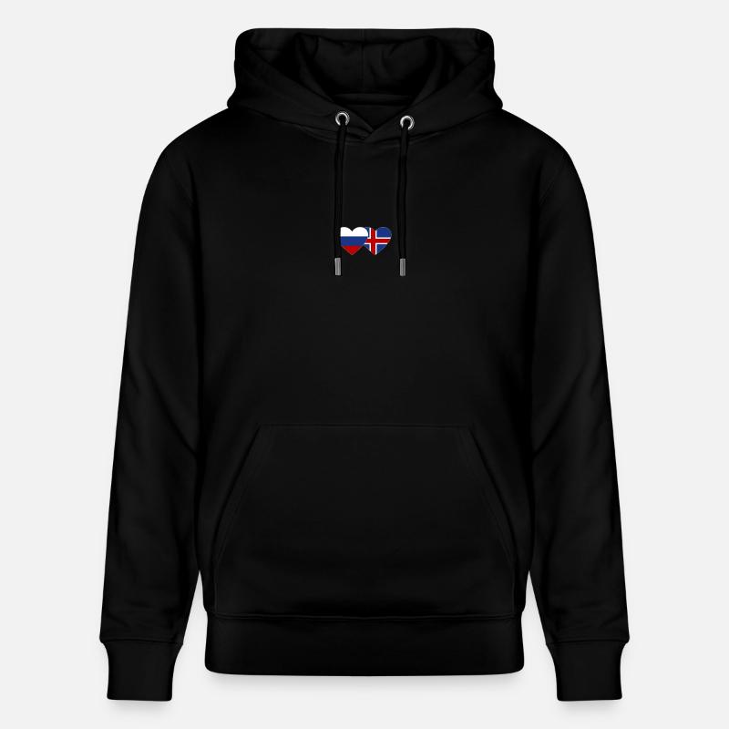 Russie Islande Flag Coeur - Sweat à capuche bio CRUISER Stanley/Stella Unisexe - noir