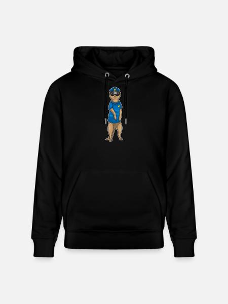 Meerkat Policeman Sunglasses Police - Stanley/Stella CRUISER Unisex Organic Hoodie - black