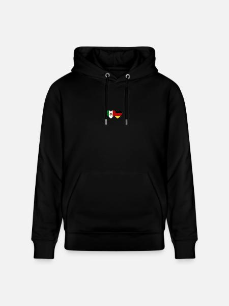 Mexico Germany Flag Heart - Stanley/Stella CRUISER Unisex Organic Hoodie - black