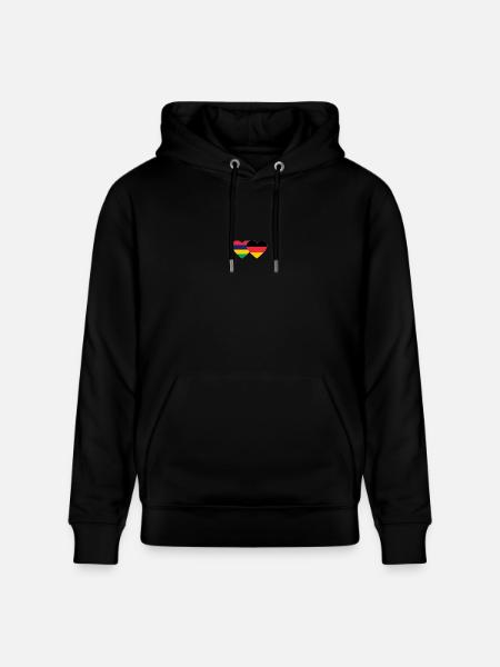 Mauritius Germany Flag Heart - Stanley/Stella CRUISER Unisex Organic Hoodie - black