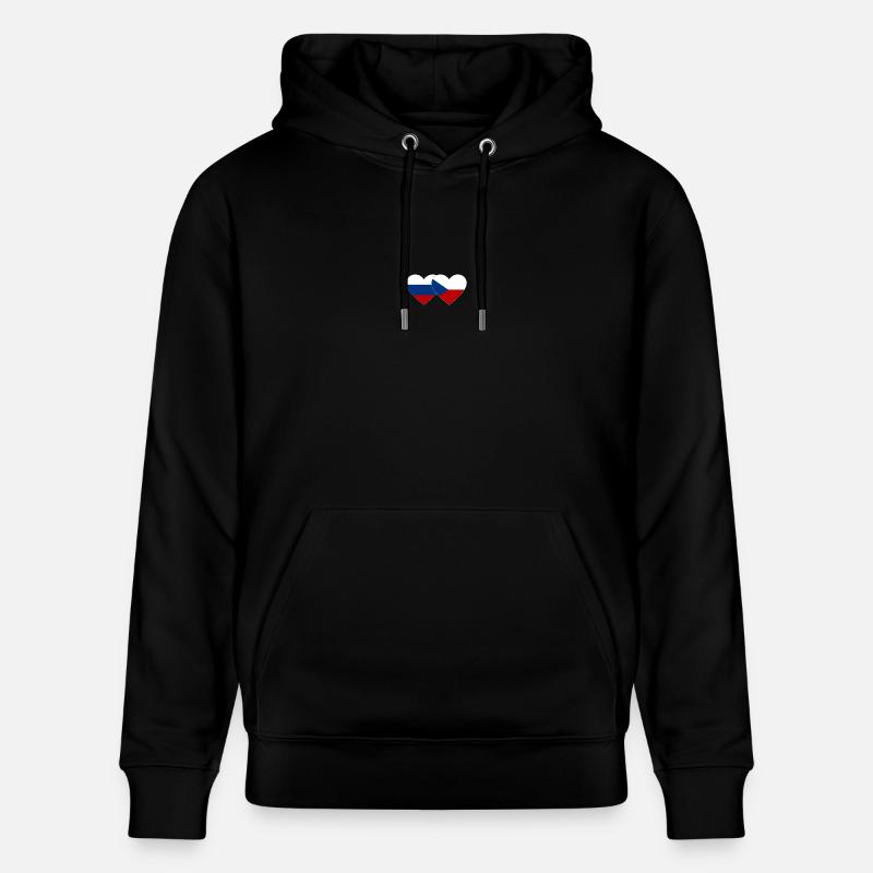 Russie République tchèque Drapeau Coeur - Sweat à capuche bio CRUISER Stanley/Stella Unisexe - noir