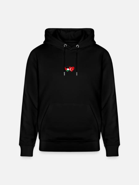 Palestine Turkey Flag Heart - Stanley/Stella CRUISER Unisex Organic Hoodie - black