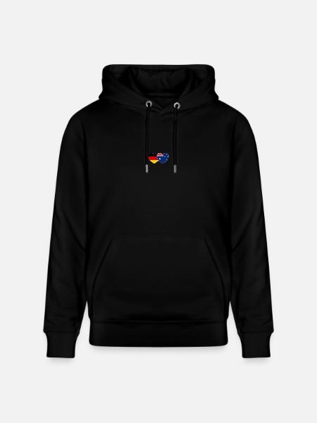 Germany Australia Flag Heart - Stanley/Stella CRUISER Unisex Organic Hoodie - black