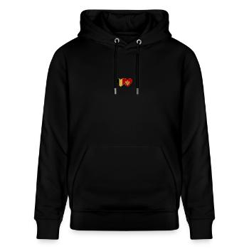 Belgien Montenegro Flagge - Stanley/Stella Unisex Bio-Hoodie CRUISER  - Schwarz - Vorne - Alina (178cm) & Michal (187cm)