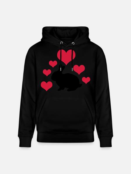 Rabbit with 6 hearts 2 - Stanley/Stella CRUISER Unisex Organic Hoodie - black