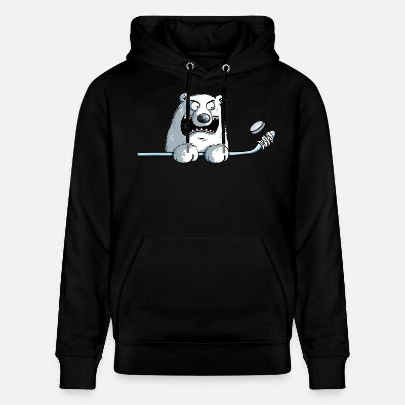 Cooler Eisbär Mit Eishockeyschläger I Eishockey - Stanley/Stella Unisex Bio-Hoodie CRUISER  - Schwarz