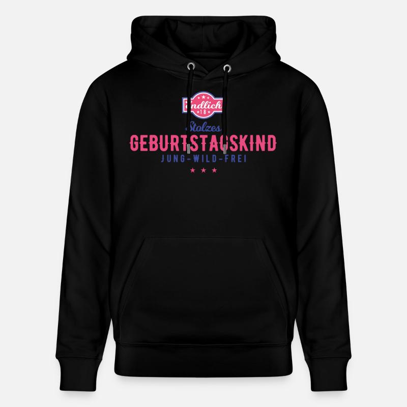 Endlich 18 Geburtstagskind Stolzes Design - Stanley/Stella Unisex Bio-Hoodie CRUISER  - Schwarz
