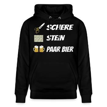 Schere , Stein, Paar Bier - Stanley/Stella Unisex Bio-Hoodie CRUISER  - Schwarz - Vorne - Alina (178cm) & Michal (187cm)
