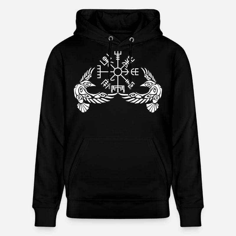 Weiße Krähen und Wikingerkompass - Stanley/Stella Unisex Bio-Hoodie CRUISER  - Schwarz
