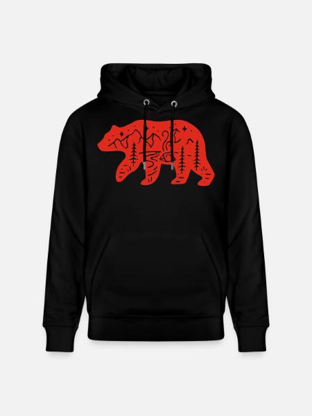 Red bear totem of nature - Stanley/Stella CRUISER Unisex Organic Hoodie - black
