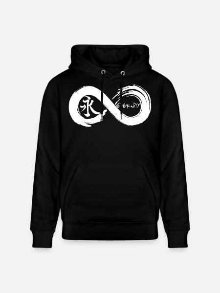Oändlig symbol och evighet på japanska (vit) - Ekologisk luvtröja CRUISER unisex från Stanley/Stella - svart