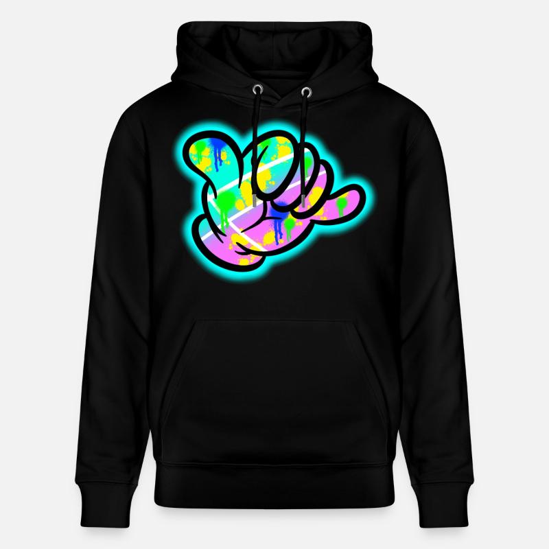 Shaka Graffiti Farbexplosion - Stanley/Stella Unisex Bio-Hoodie CRUISER  - Schwarz