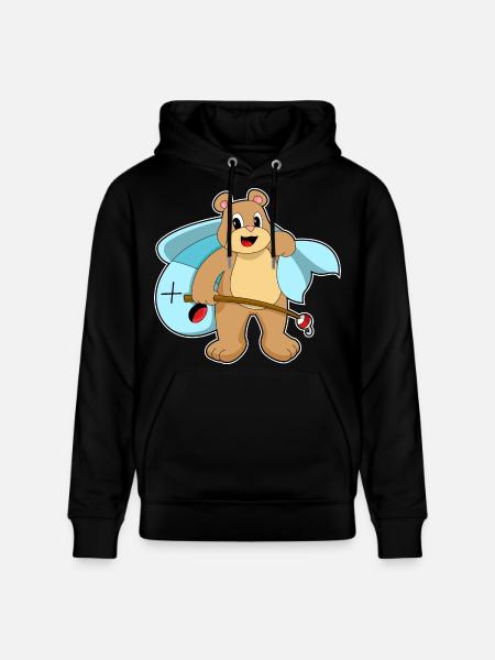Bear Angler Fish Fishing - Stanley/Stella CRUISER Unisex Organic Hoodie - black