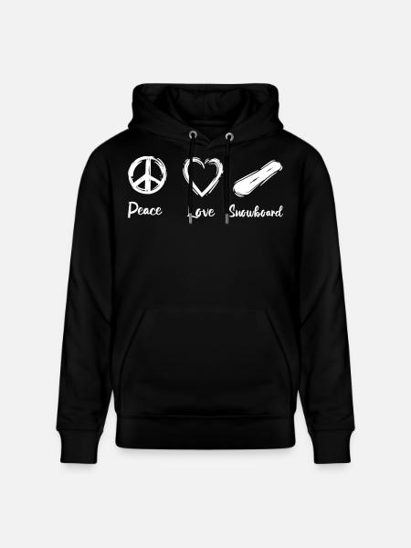 Peace Love Snowboard - Stanley/Stella CRUISER Unisex Organic Hoodie - black