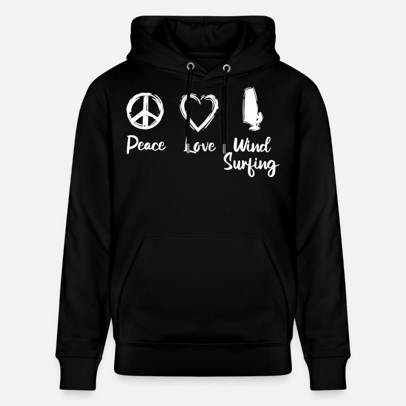 Peace Love Wind Surf - Sweat à capuche bio CRUISER Stanley/Stella Unisexe - noir