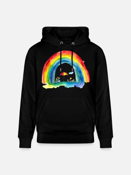 Rainbow - Stanley/Stella CRUISER Unisex Organic Hoodie - black