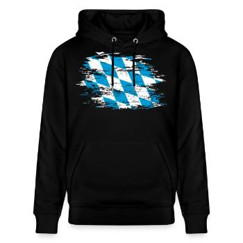 Bayern Flagge used - Stanley/Stella Unisex Bio-Hoodie CRUISER  - Schwarz - Vorne - Alina (178cm) & Michal (187cm)