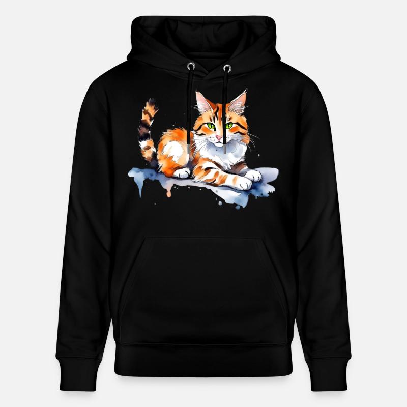 Chat dans la neige - Sweat à capuche bio CRUISER Stanley/Stella Unisexe - noir