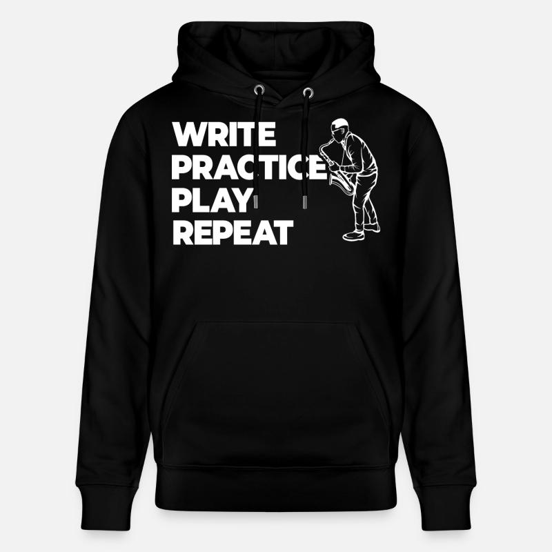 Writing, practicing, playing, repeating - Stanley/Stella CRUISER Unisex Organic Hoodie - black