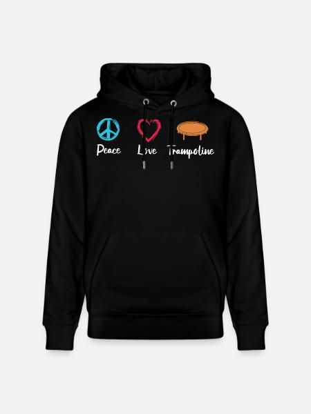 Peace Love Trampoline - Stanley/Stella CRUISER Unisex Organic Hoodie - black
