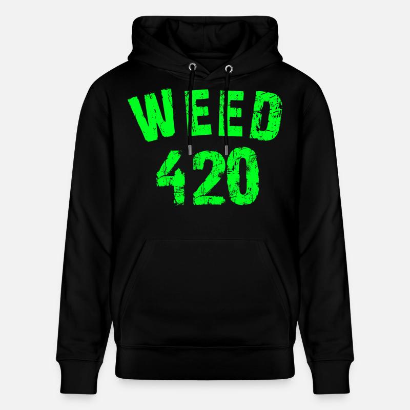 Motif 420 emblématique en vert fluo - Sweat à capuche bio CRUISER Stanley/Stella Unisexe - noir