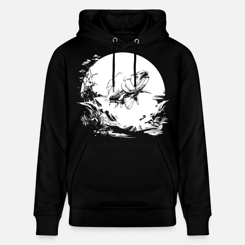 Dessin du pêcheur - Sweat à capuche bio CRUISER Stanley/Stella Unisexe - noir
