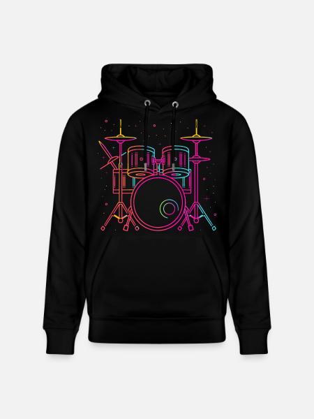 Drums Sketch Retro - Stanley/Stella CRUISER Unisex Organic Hoodie - black
