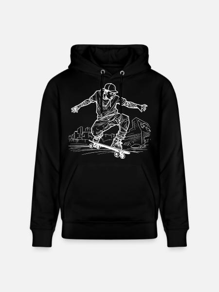 Dessin de skateboarder - Sweat à capuche bio CRUISER Stanley/Stella Unisexe - noir